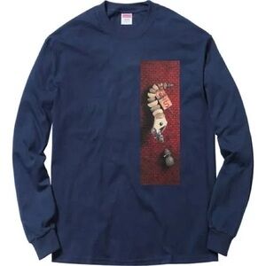Supreme Mike Hill Snake Trap Long Sleeve Navy Tee SS17 Adult Size Large S